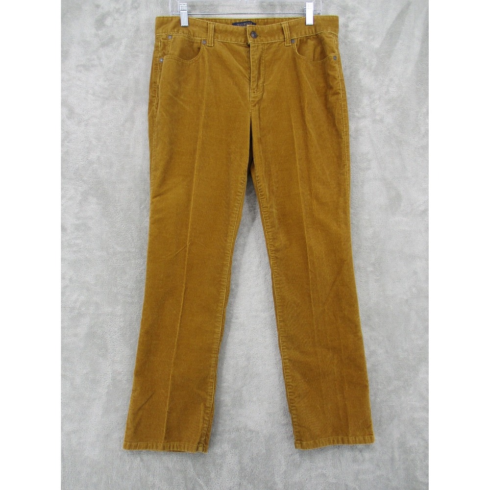Talbots Pants Womens Size 14 Petite Heritage Corduroy Straight Leg Stretch Brown